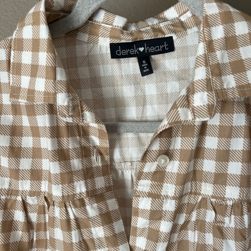 Derek Heart Tan Gingham Mini Dress - Picture 3 of 3